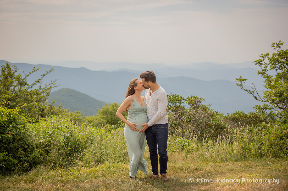 Hiking Maternity Photo Session on the Blue Ridge Parkway Near Asheville