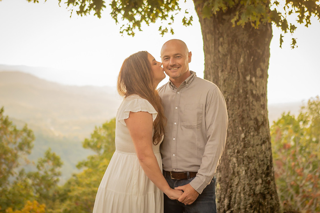 Engagement Photos with the Dog  in the Mountains at Jump Off Rock | Hendersonville Photographer