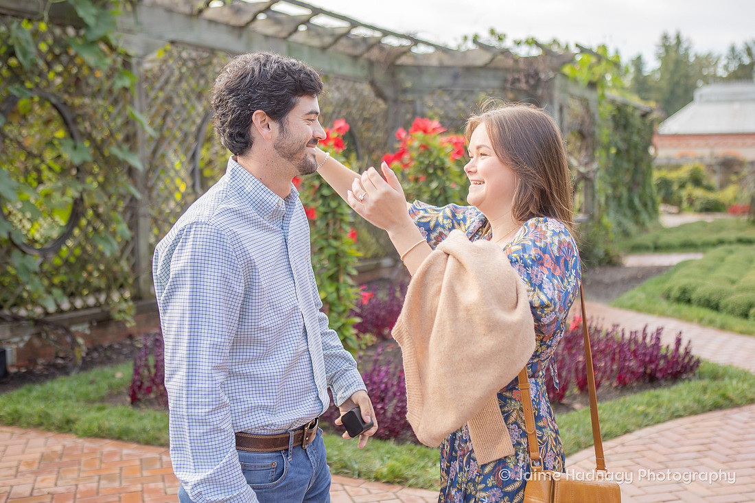 Marriage Proposal Photos in Walled Gardens at Biltmore Estate | Asheville Engagement Photographer