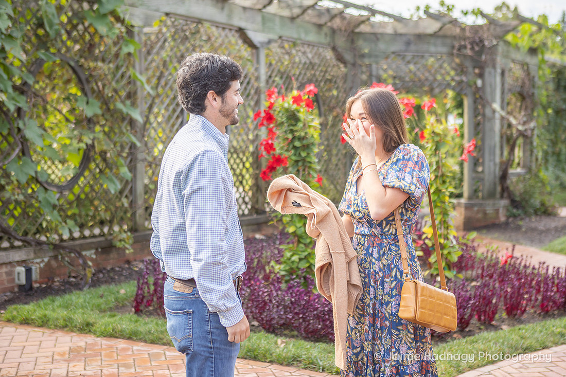 Marriage Proposal Photos in Walled Gardens at Biltmore Estate | Asheville Engagement Photographer