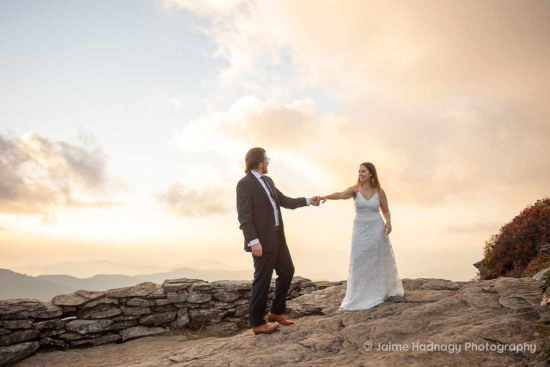 Bride and Groom Portraits in the mountains | Asheville Elopement Photographer