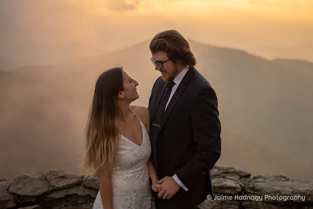 Sunset Mountain Bride and Groom | Asheville elopement photographer