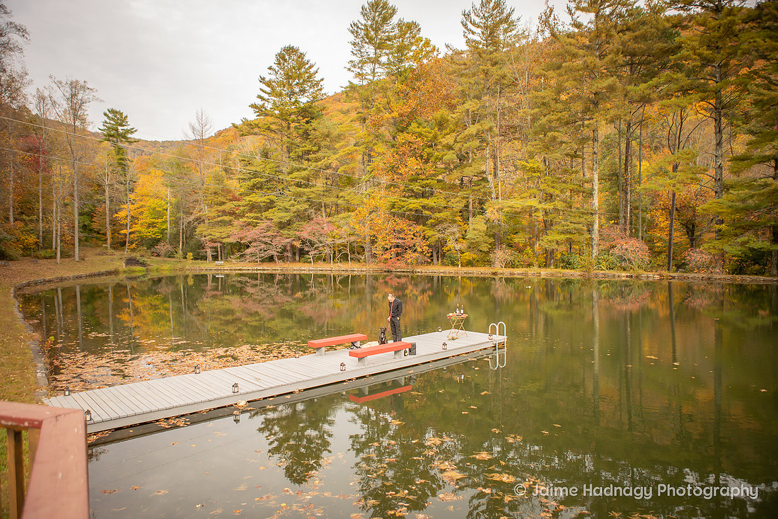 Groom and Dog wait for Bride to Arrive | Asheville Elopement Photographer