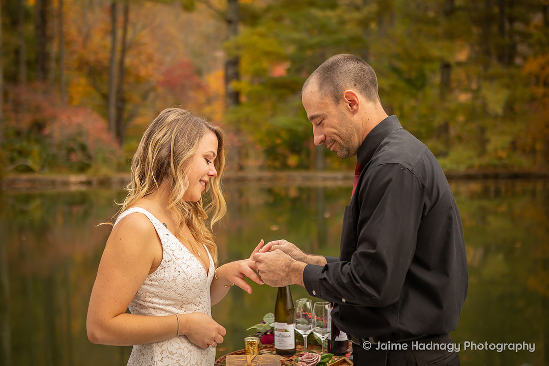 Intimate Elopement Ceremony on a lake | Asheville Wedding Photographer