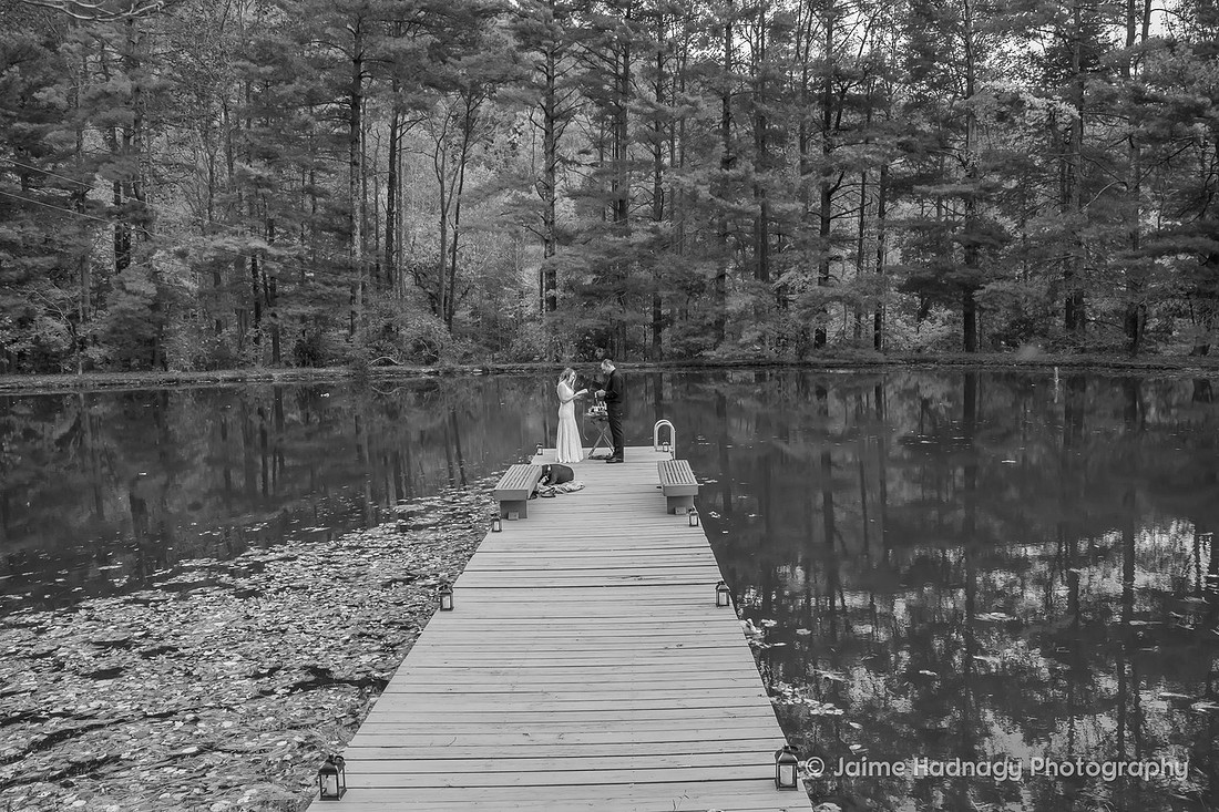 Small Wedding Ceremony at a pond with the dog | Asheville Elopement Photographer