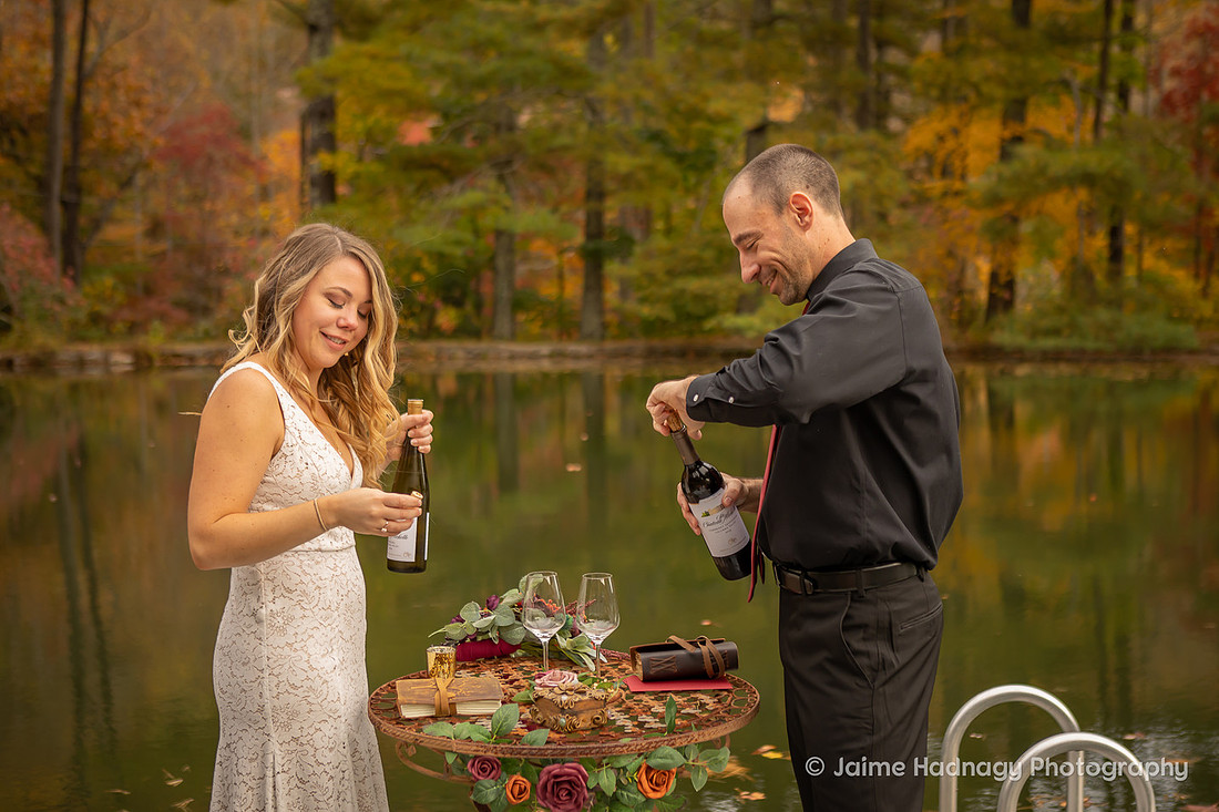 Intimate Elopement Ceremony on a lake | Asheville Wedding Photographer