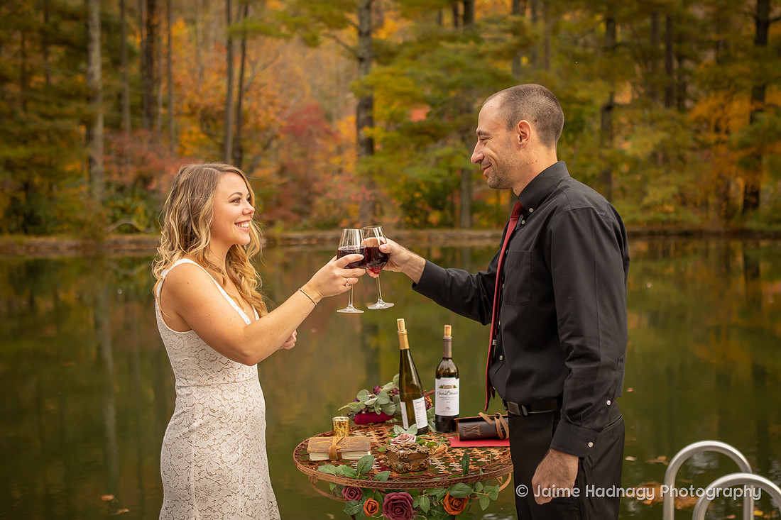Intimate Elopement Ceremony on a lake | Asheville Wedding Photographer
