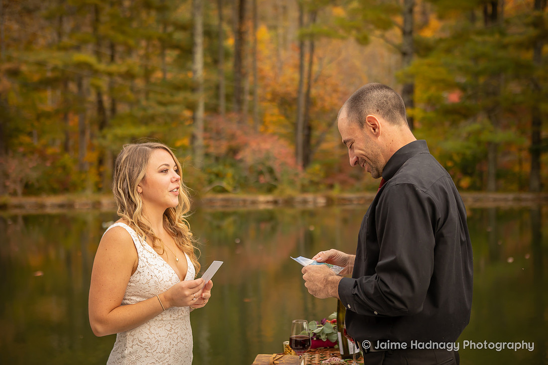Intimate Elopement Ceremony on a lake | Asheville Wedding Photographer