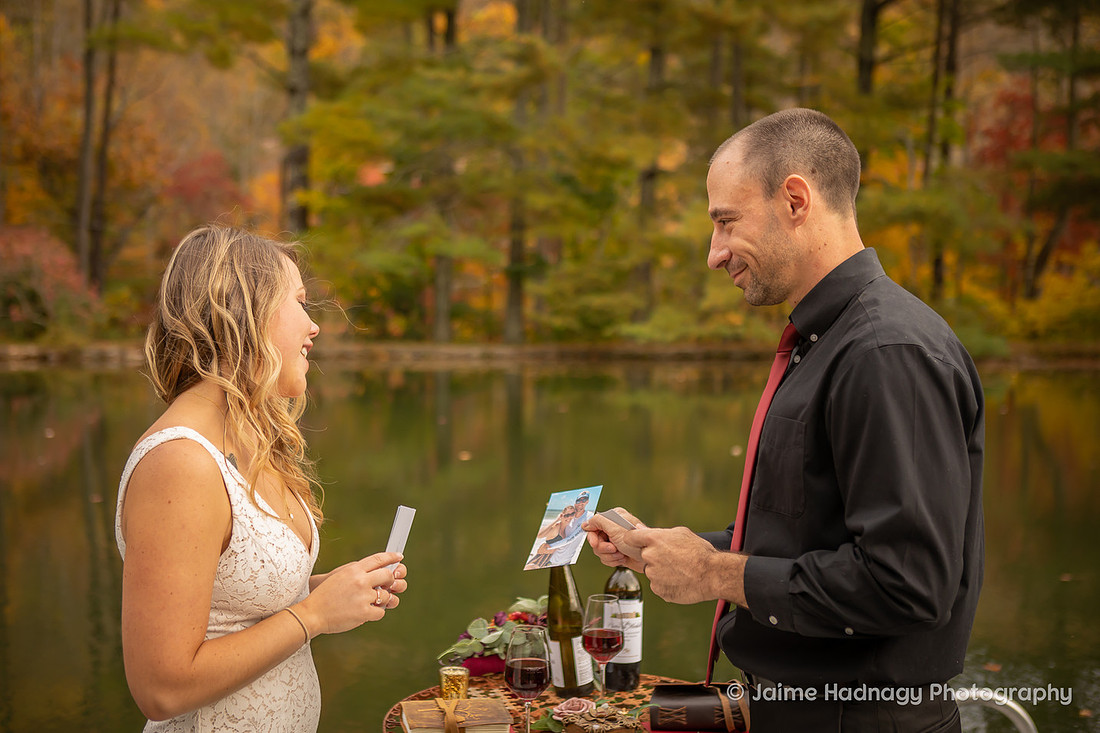 Intimate Elopement Ceremony on a lake | Asheville Wedding Photographer