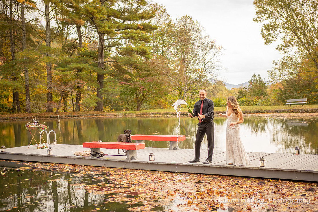 Intimate Elopement Ceremony on a lake | Asheville Wedding Photographer
