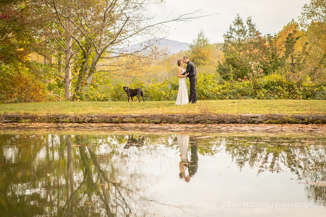 Gorgeous Bridal Photos Couple with Dog on Wedding Day | Asheville Elopement Photographer