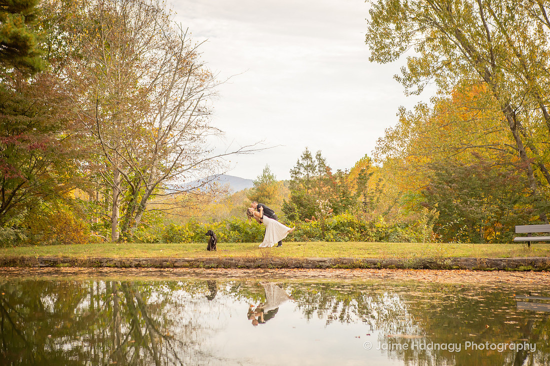 Gorgeous Bridal Photos Couple with Dog on Wedding Day | Asheville Elopement Photographer
