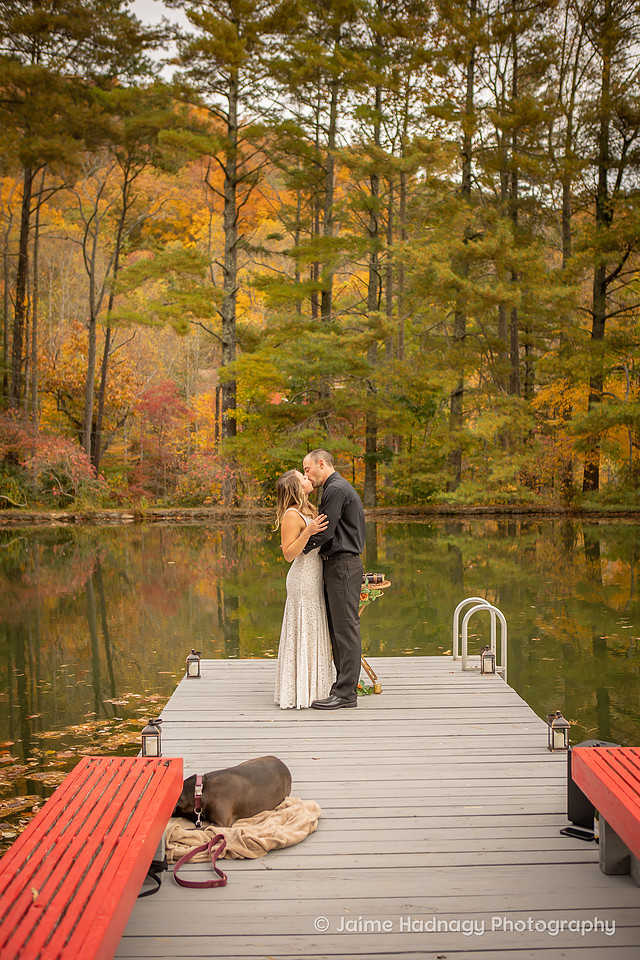 Small Wedding Ceremony at a pond with the dog | Asheville Elopement Photographer