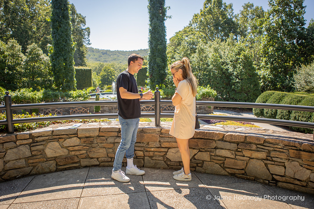 Surprise Proposal at The NC Arboretum | Asheville Engagement Photographer