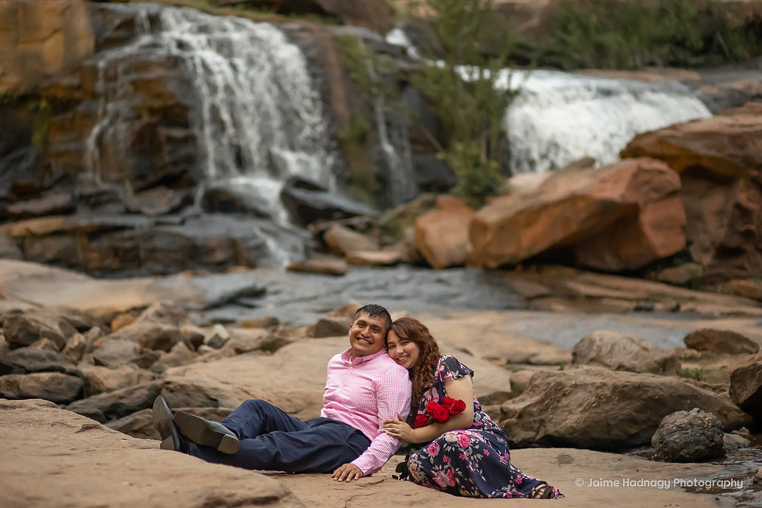 Grand Proposal at Falls Park in Greenville SC with Family | Engagement Photography