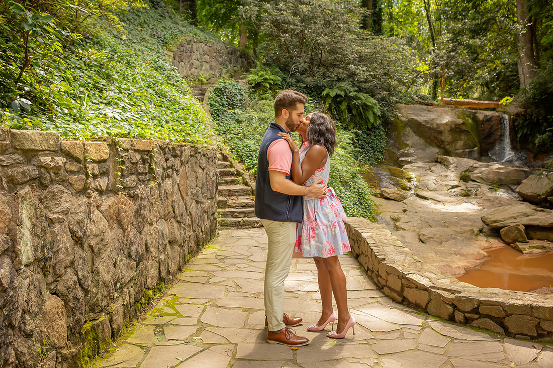Surprise Proposal at Falls Park In Greenville SC | Engagement Photographer