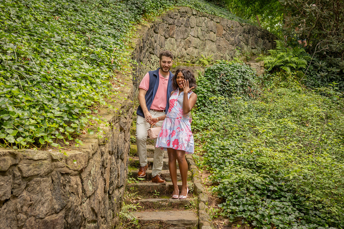 Surprise Proposal at Falls Park In Greenville SC | Engagement Photographer