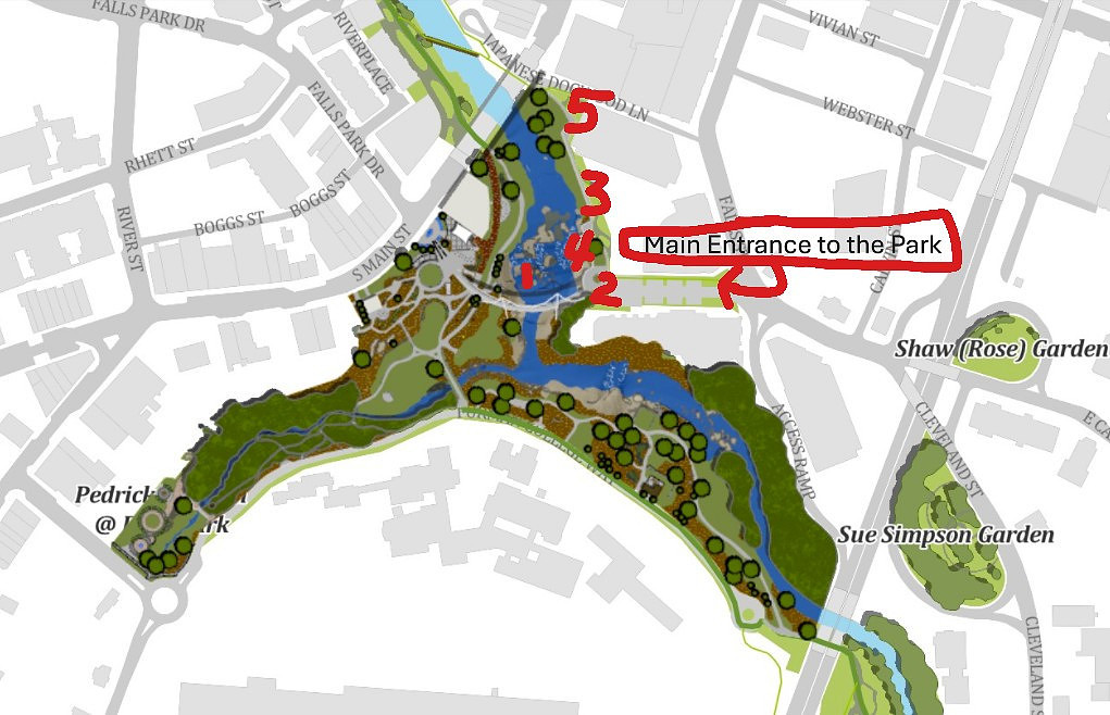 Falls Park Greenville SC Map