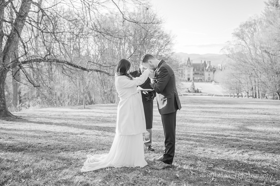 Winter Micro Wedding at The Biltmore House | Asheville Elopement Photographer
