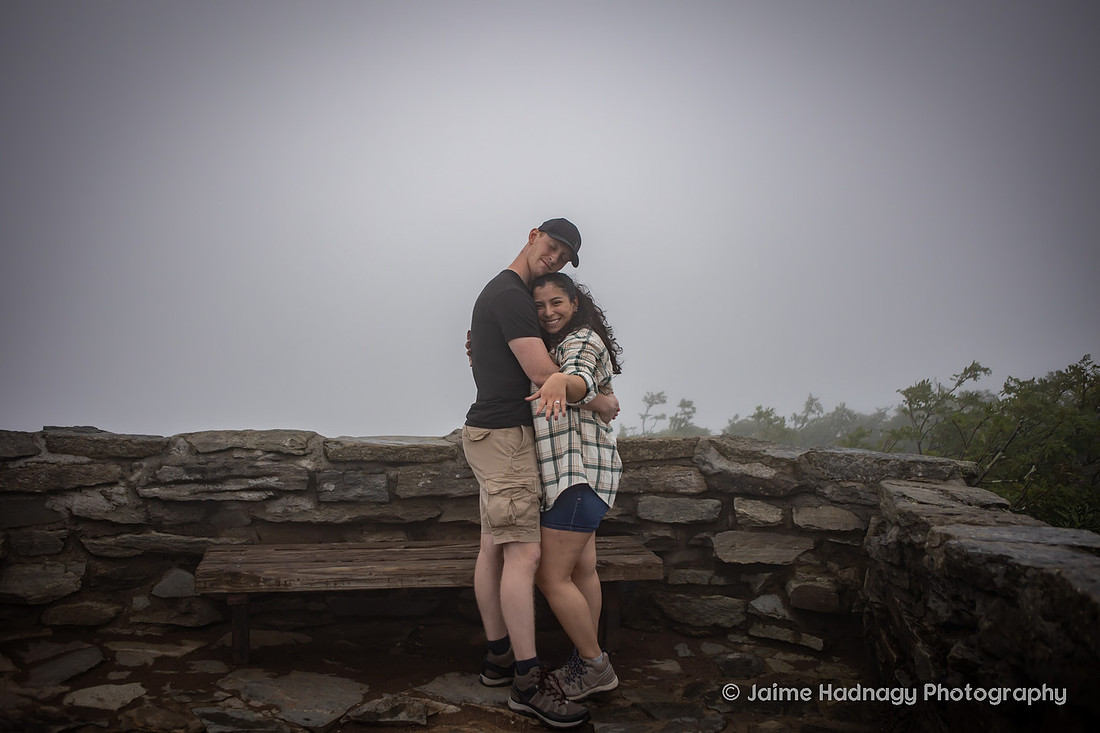 Getting Engaged on a Hike in the Fog in the Mountains of Western North Carolina | Asheville Hiking Proposal Photographer