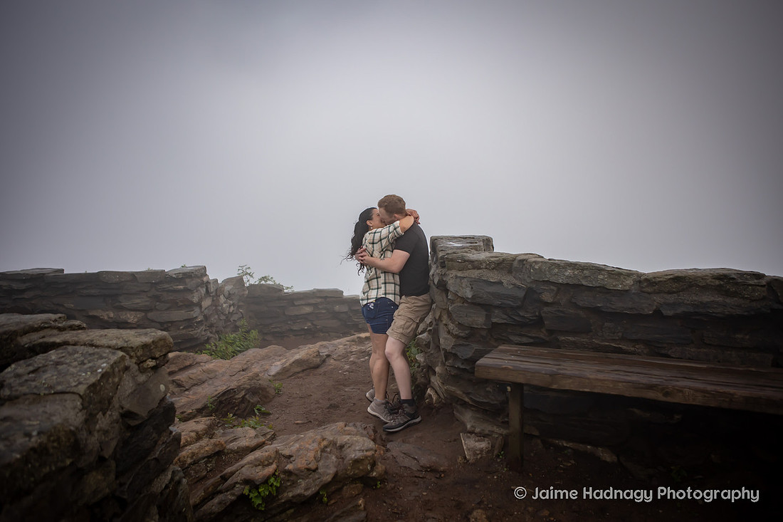Getting Engaged on a Hike in the Fog in the Mountains of Western North Carolina | Asheville Hiking Proposal Photographer