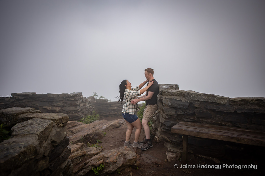 Getting Engaged on a Hike in the Fog in the Mountains of Western North Carolina | Asheville Hiking Proposal Photographer