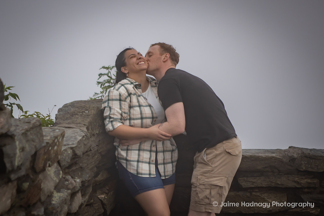 Getting Engaged on a Hike in the Fog in the Mountains of Western North Carolina | Asheville Hiking Proposal Photographer
