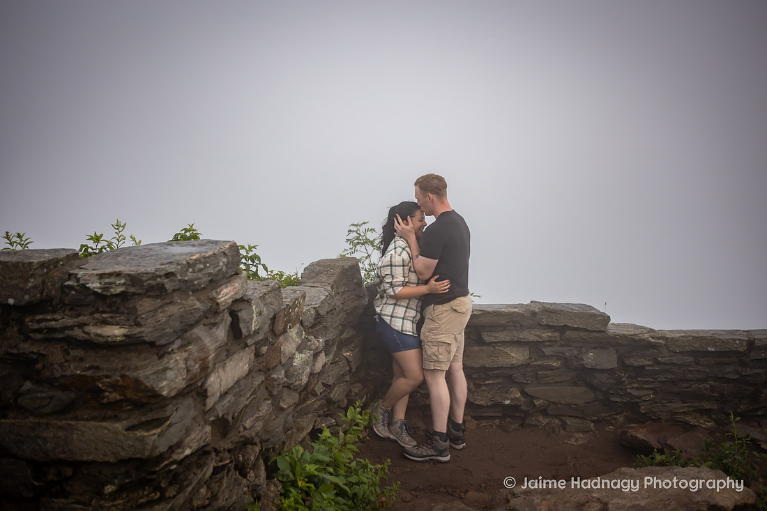 Getting Engaged on a Hike in the Fog in the Mountains of Western North Carolina | Asheville Hiking Proposal Photographer