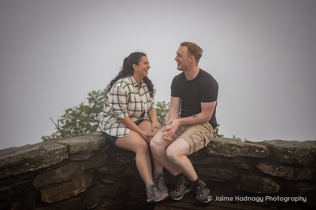 Engagement Photos on a Foggy Day in the Mountains | Asheville Surprise Proposal Photographer