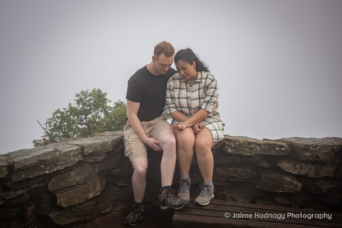 Engagement Photos on a Foggy Day in the Mountains | Asheville Surprise Proposal Photographer