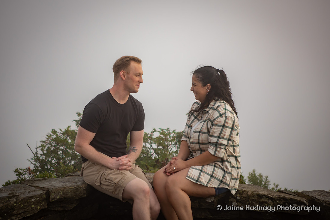 Engagement Photos on a Foggy Day in the Mountains | Asheville Surprise Proposal Photographer