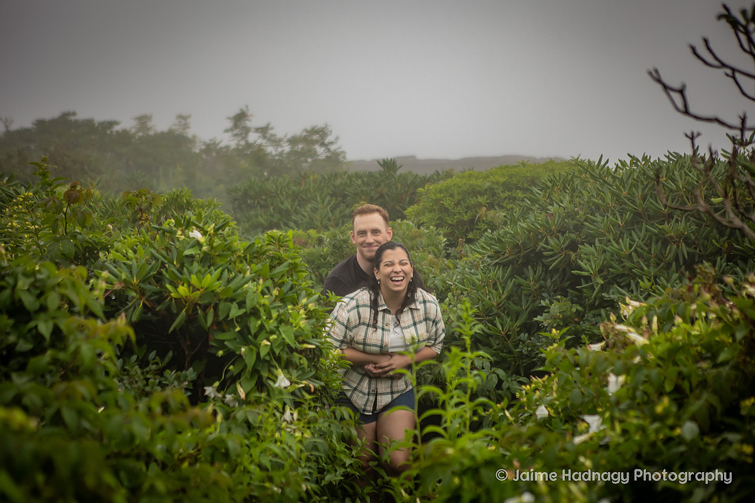 Engagement Photos on a Foggy Day in the Mountains | Asheville Surprise Proposal Photographer