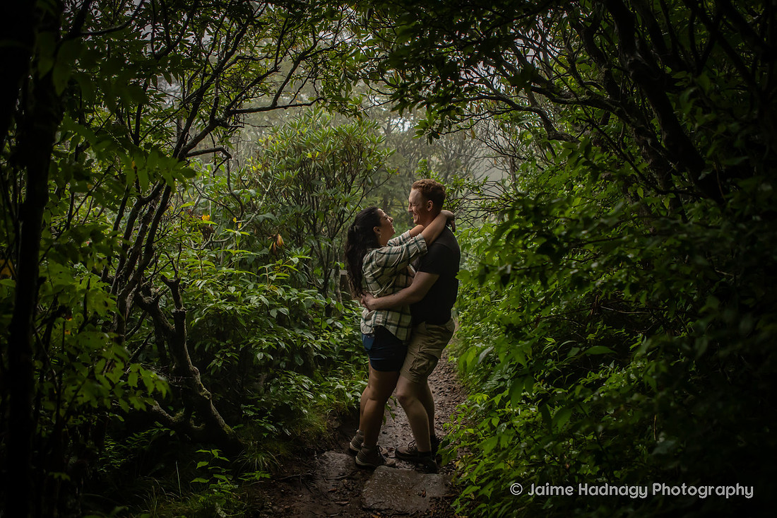 Engagement Photos on a Foggy Day in the Mountains | Asheville Surprise Proposal Photographer
