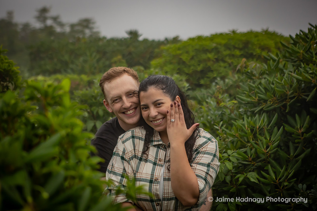 Engagement Photos on a Foggy Day in the Mountains | Asheville Surprise Proposal Photographer
