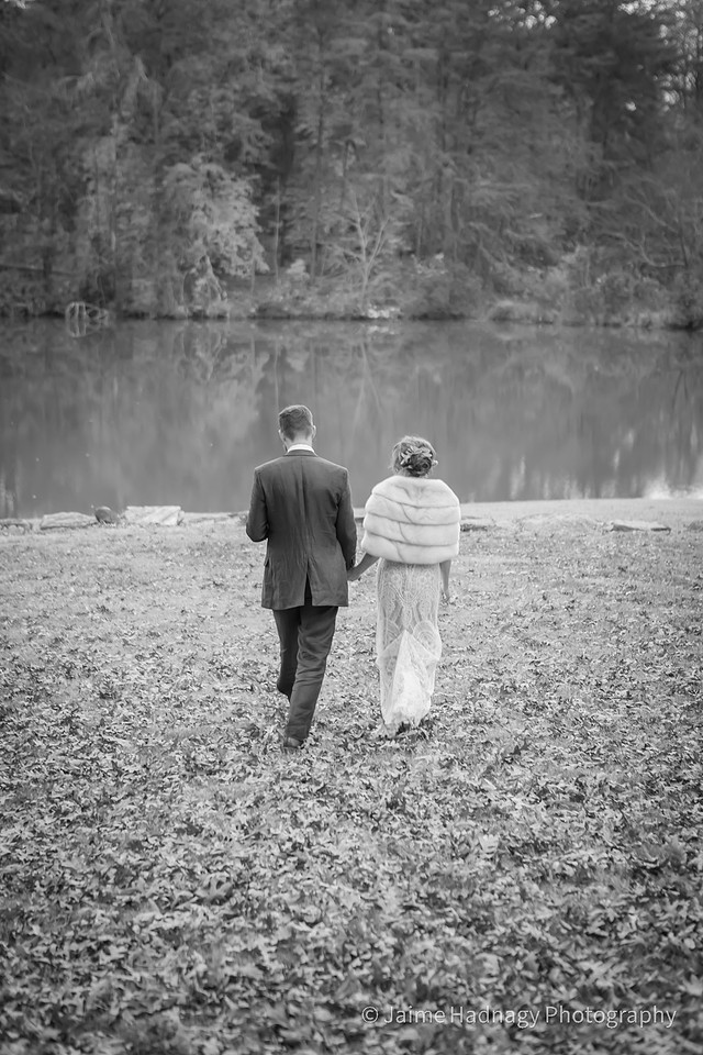 Fun Wedding Portraits of Bride and Groom Outdoors by a Lake | Asheville Photographer