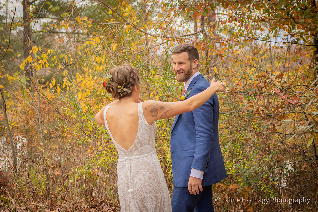 First Look Wedding Photos Outdoors | Asheville Elopement Photographer