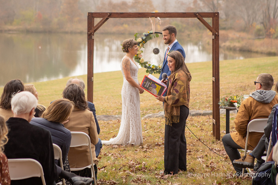 Photos of Outdoor Wedding by a lake at Innisfree Farm in Hendersonville | Asheville Photogrpher