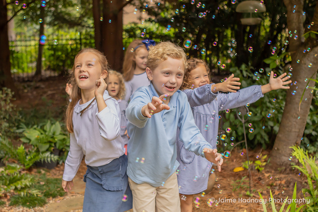 Kids Playing With Bubbles | Asheville Family Photographer