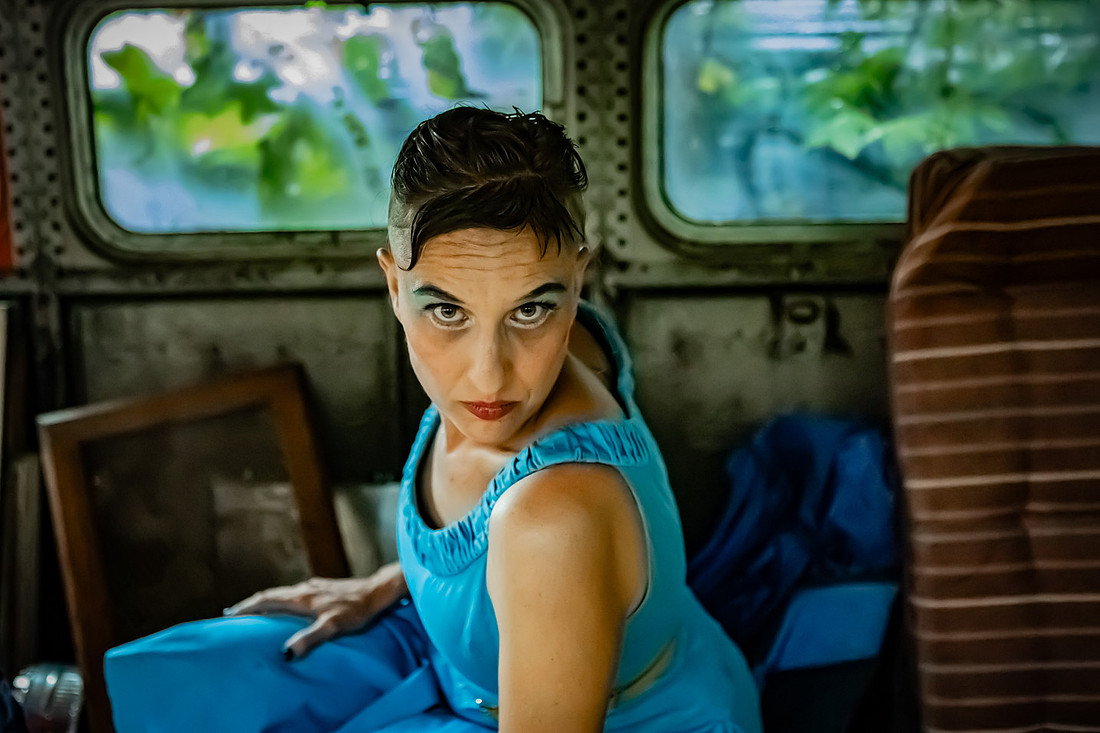Art Dancer Photoshoot inside abandoned bus in Asheville 