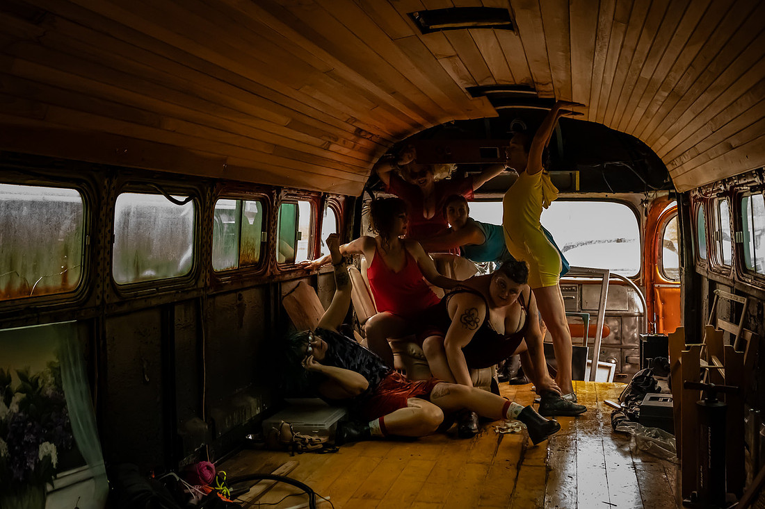 Photoshoot of Dancers in an abandoned car lot | Asheville Photography