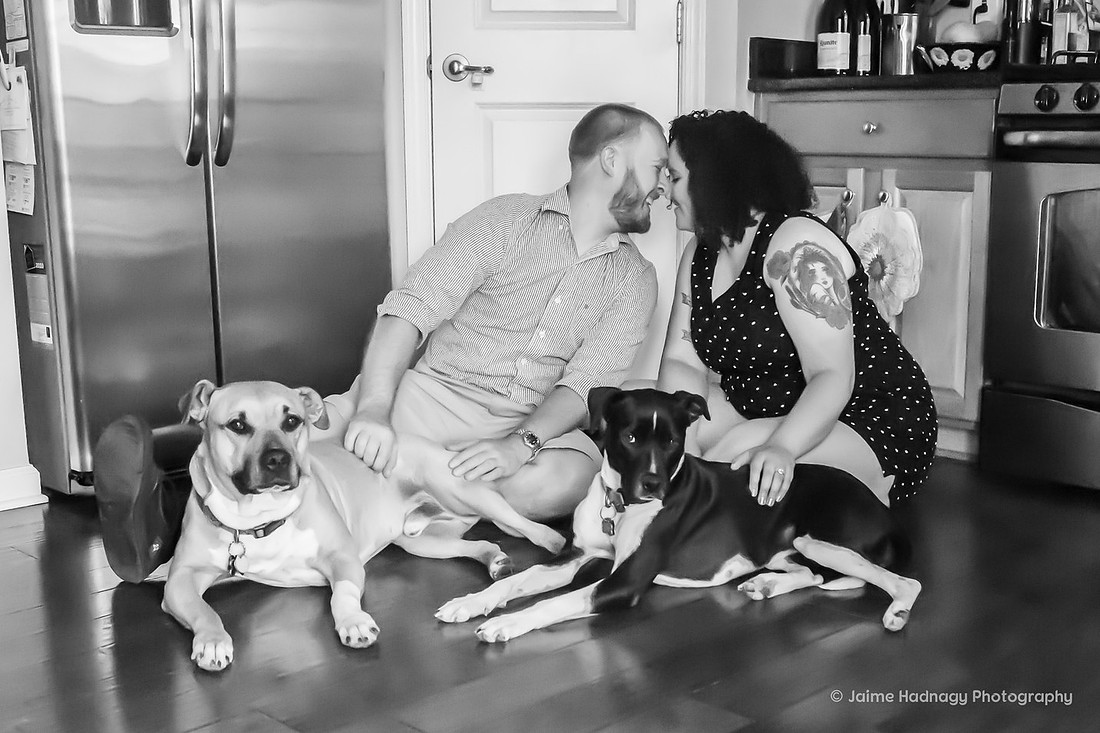 In Home Proposal Photography with Dogs | Engagement Photographer