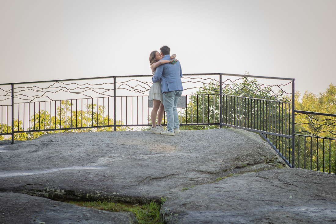 Morning Mountain Proposal at Jump Off Rock in Hendersonville NC | WNC Engagement Photographer
