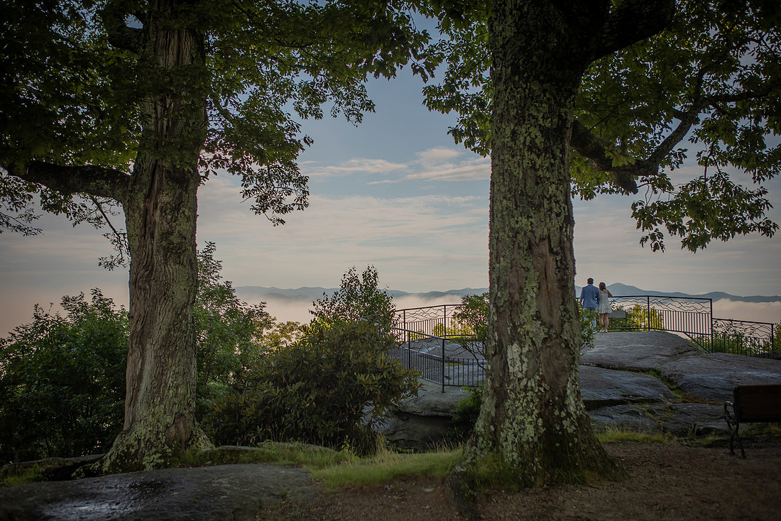 Morning Mountain Proposal at Jump Off Rock in Hendersonville NC | WNC Engagement Photographer