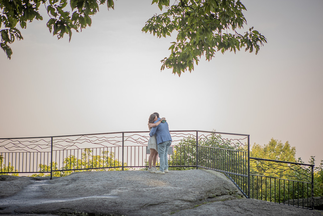 Morning Mountain Proposal at Jump Off Rock in Hendersonville NC | WNC Engagement Photographer