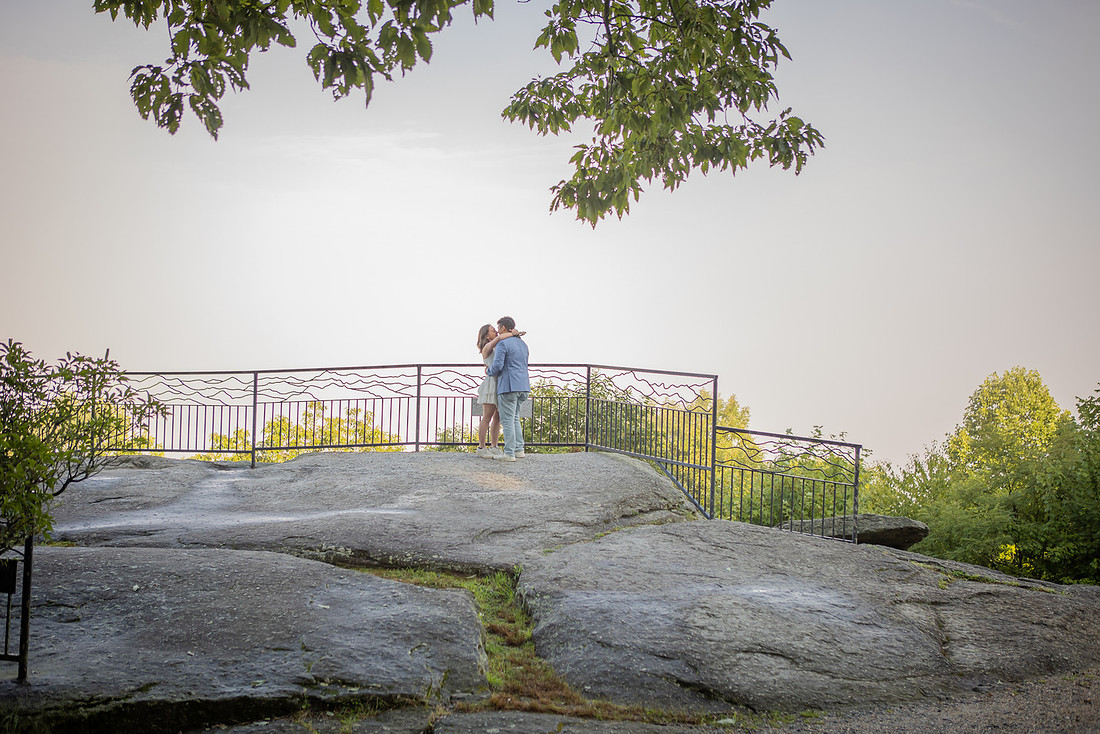 Morning Mountain Proposal at Jump Off Rock in Hendersonville NC | WNC Engagement Photographer