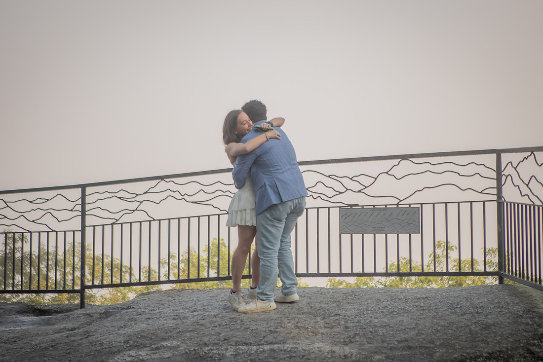 Morning Mountain Proposal at Jump Off Rock in Hendersonville NC | WNC Engagement Photographer