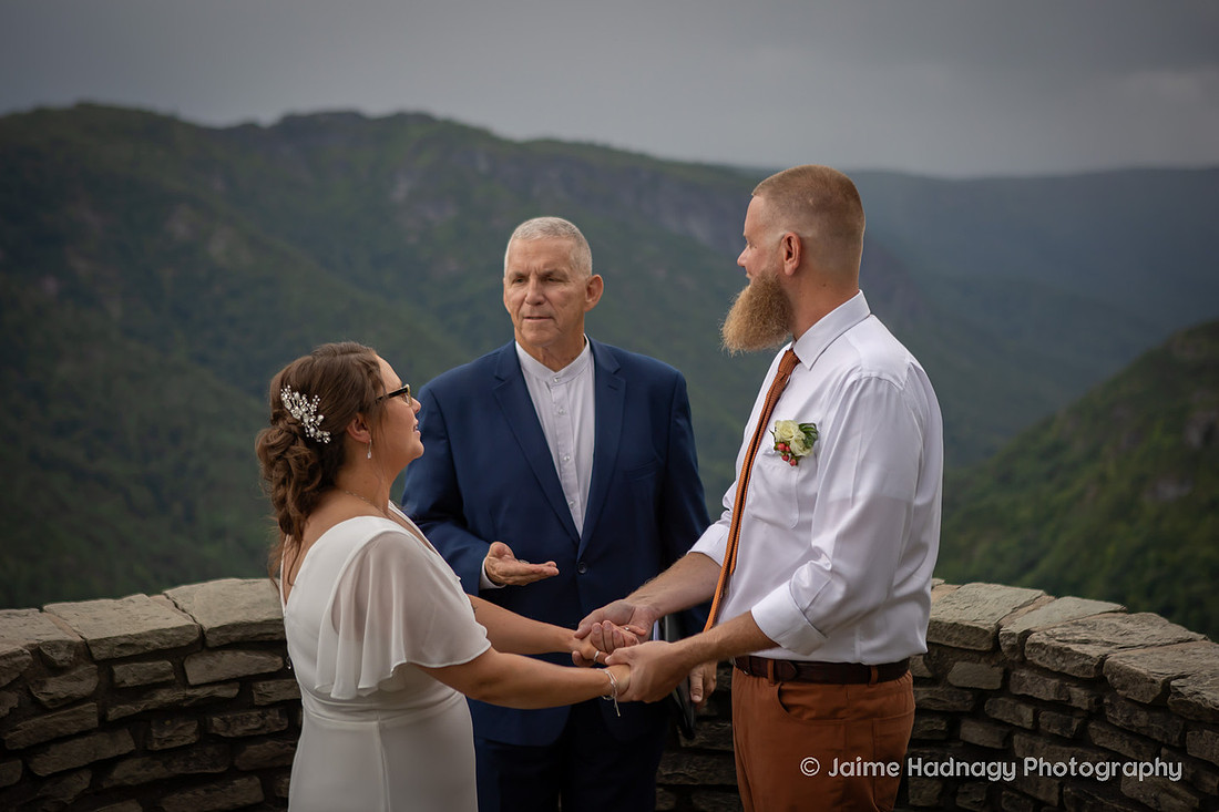 Mountain Overlook Wedding Ceremony Photography | Adventure Elopement Photographer
