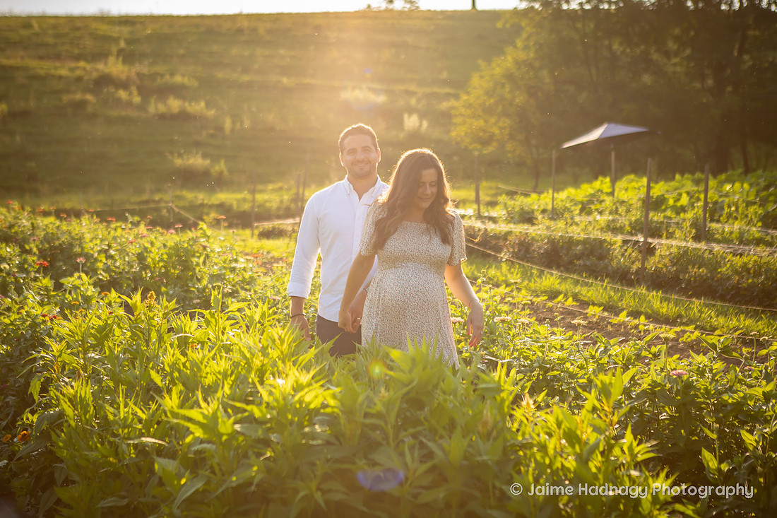 Couples Maternity Photos in the Mountains at a Flower Farm