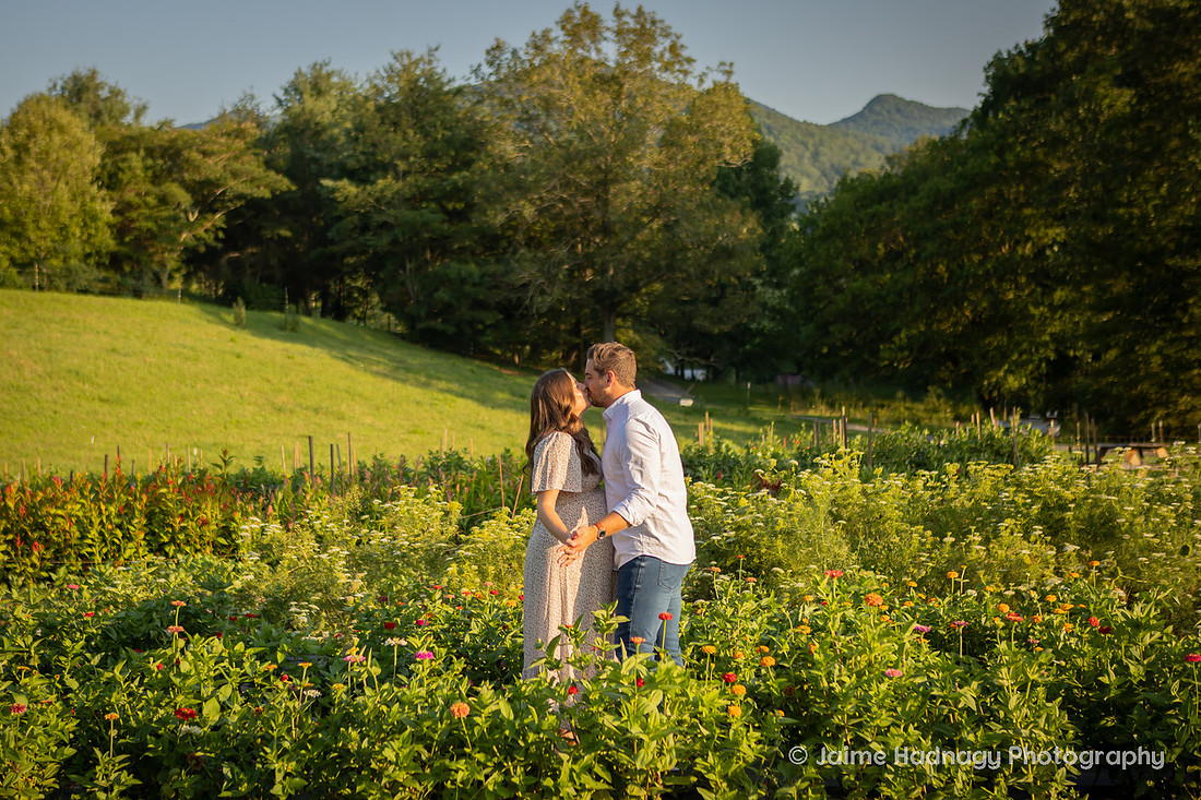 Couples Maternity Photos in the Mountains at a Flower Farm
