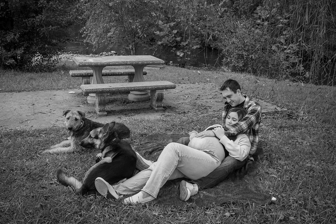 Couples Maternity Photos with Dogs | Asheville Photographer